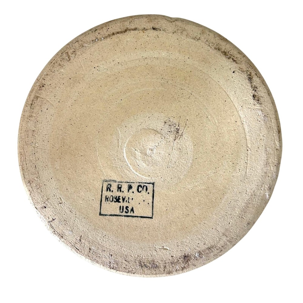 RRP Roseville USA 6.5" Stoneware Crock Two Tone Brown Tan Vintage Pottery Bowl - Picture 2 of 7